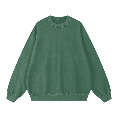 Unisex Snow Washed Oversized Sweatshirt in blackish green