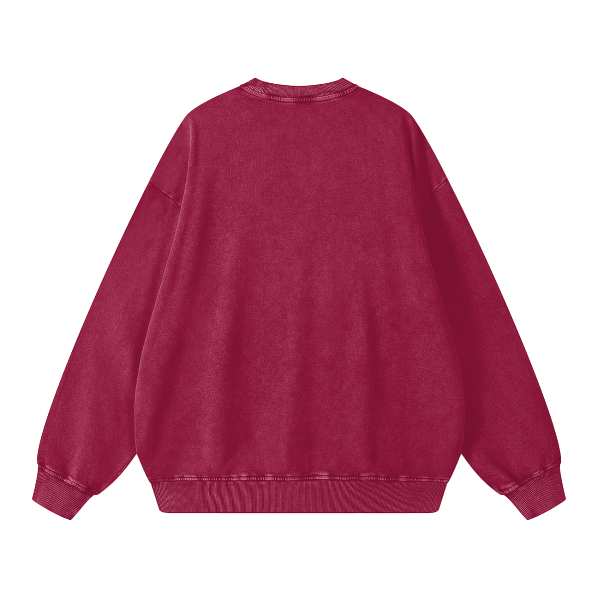 Unisex Snow Washed Oversized Sweatshirt in jujube red, alternate angle