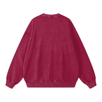 Unisex Snow Washed Oversized Sweatshirt in jujube red, alternate angle