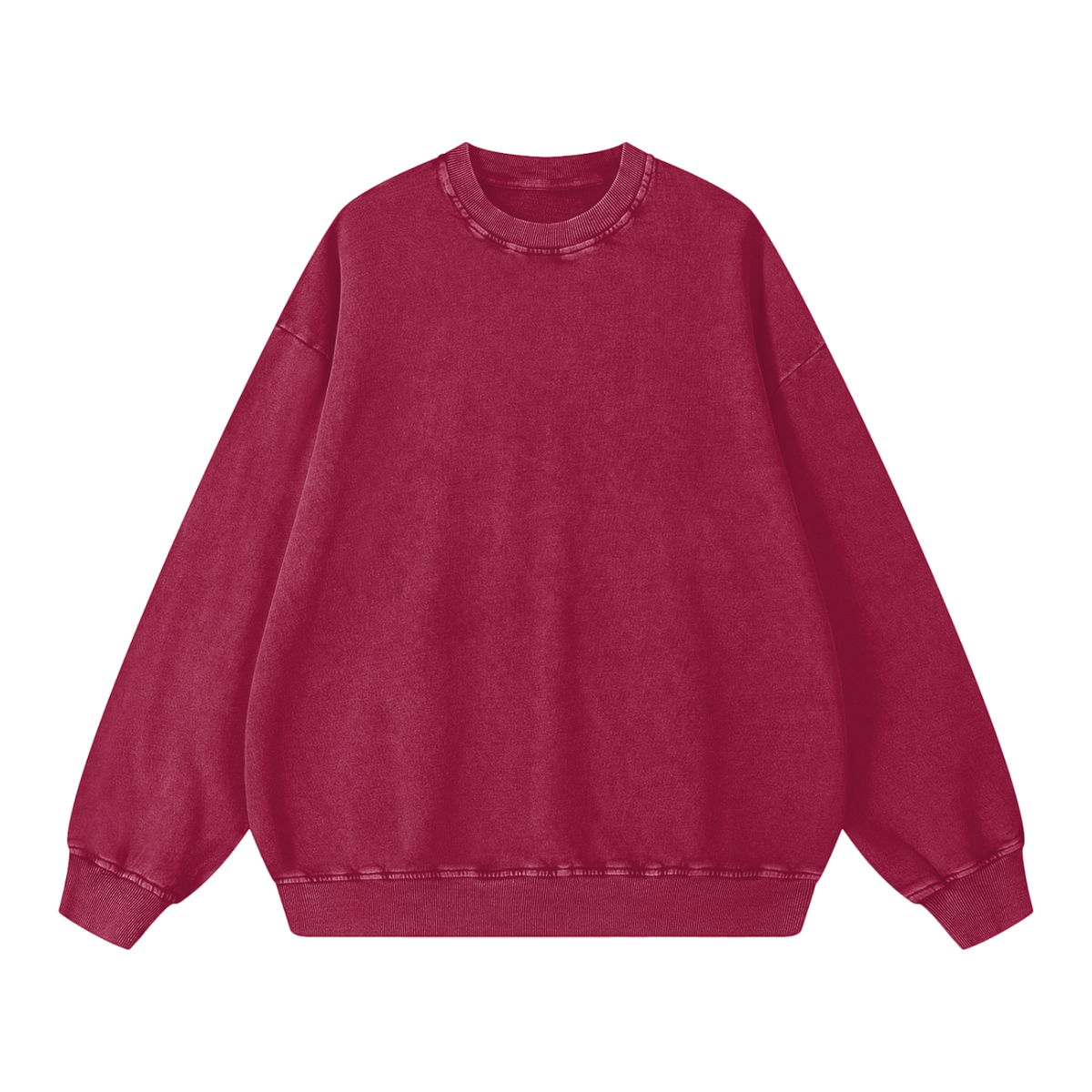 Unisex Snow Washed Oversized Sweatshirt in jujube red