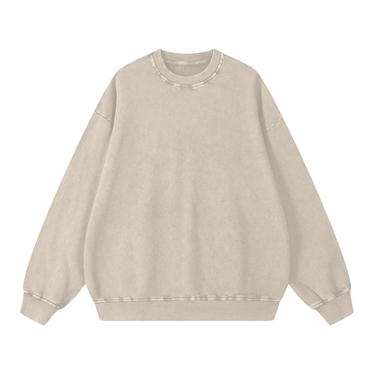 Unisex Snow Washed Oversized Sweatshirt in light apricot