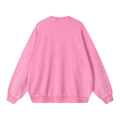 Unisex Snow Washed Oversized Sweatshirt in pink, alternate angle
