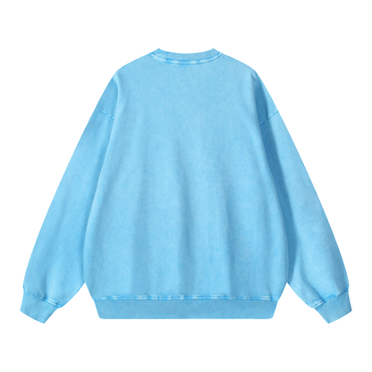 Unisex Snow Washed Oversized Sweatshirt in sky blue, alternate angle