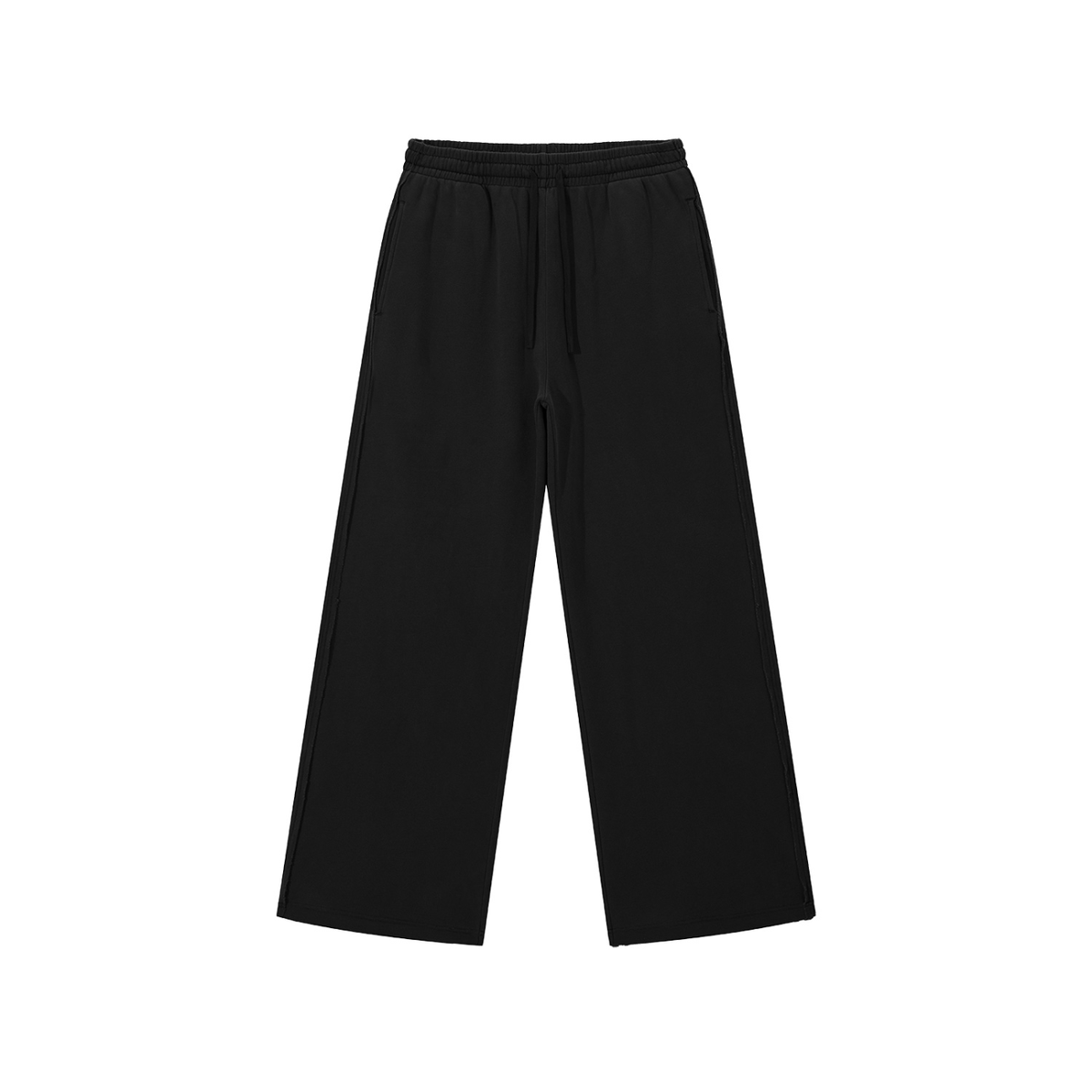 Unisex Snow Washed Raw Edge Sweatpants in black