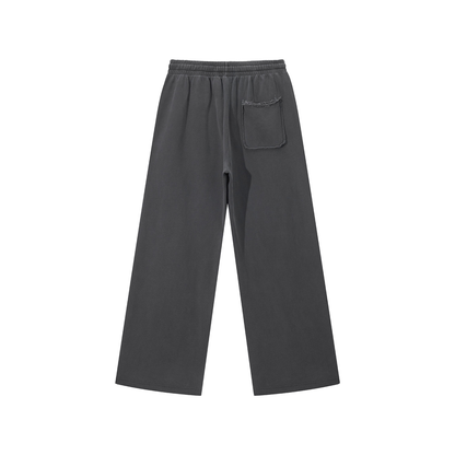 Unisex Snow Washed Raw Edge Sweatpants in dark gray, alternate angle