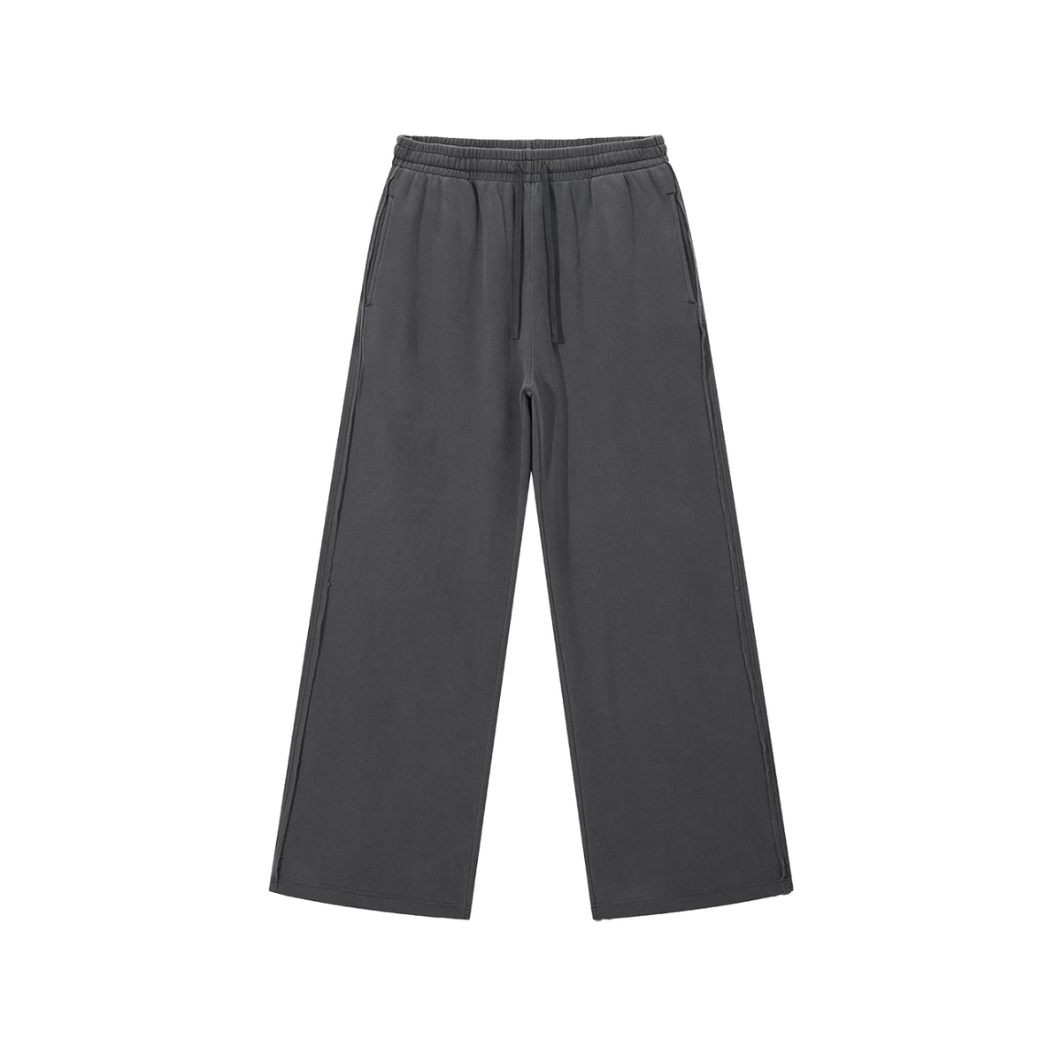 Unisex Snow Washed Raw Edge Sweatpants in dark gray