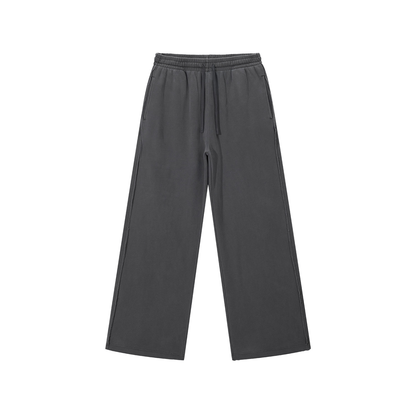 Unisex Snow Washed Raw Edge Sweatpants in dark gray