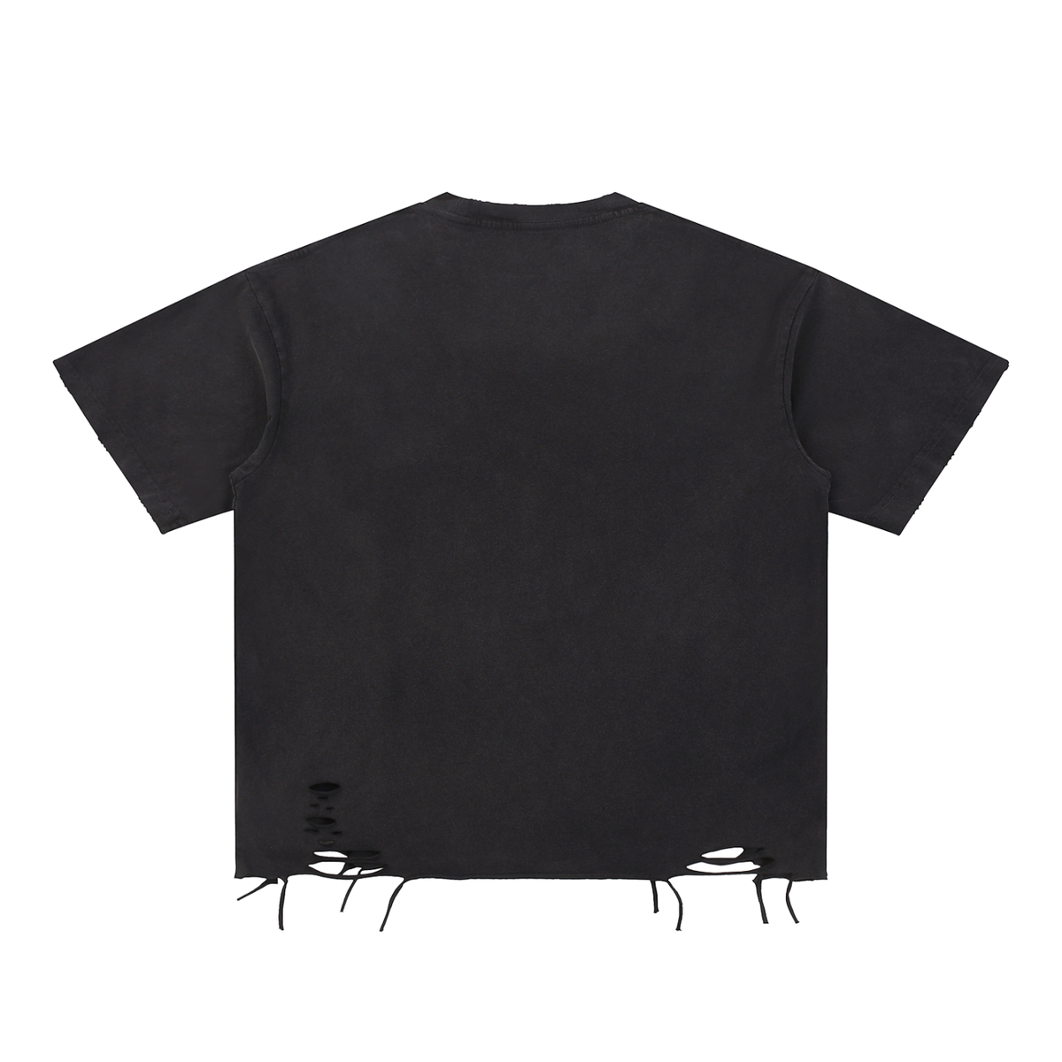 Unisex Snow Washed Raw-Hem T-Shirt in black, alternate angle