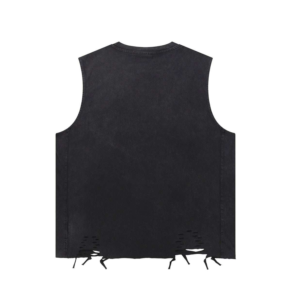 Unisex Snow Washed Raw-Hem Tank Top in black, alternate angle