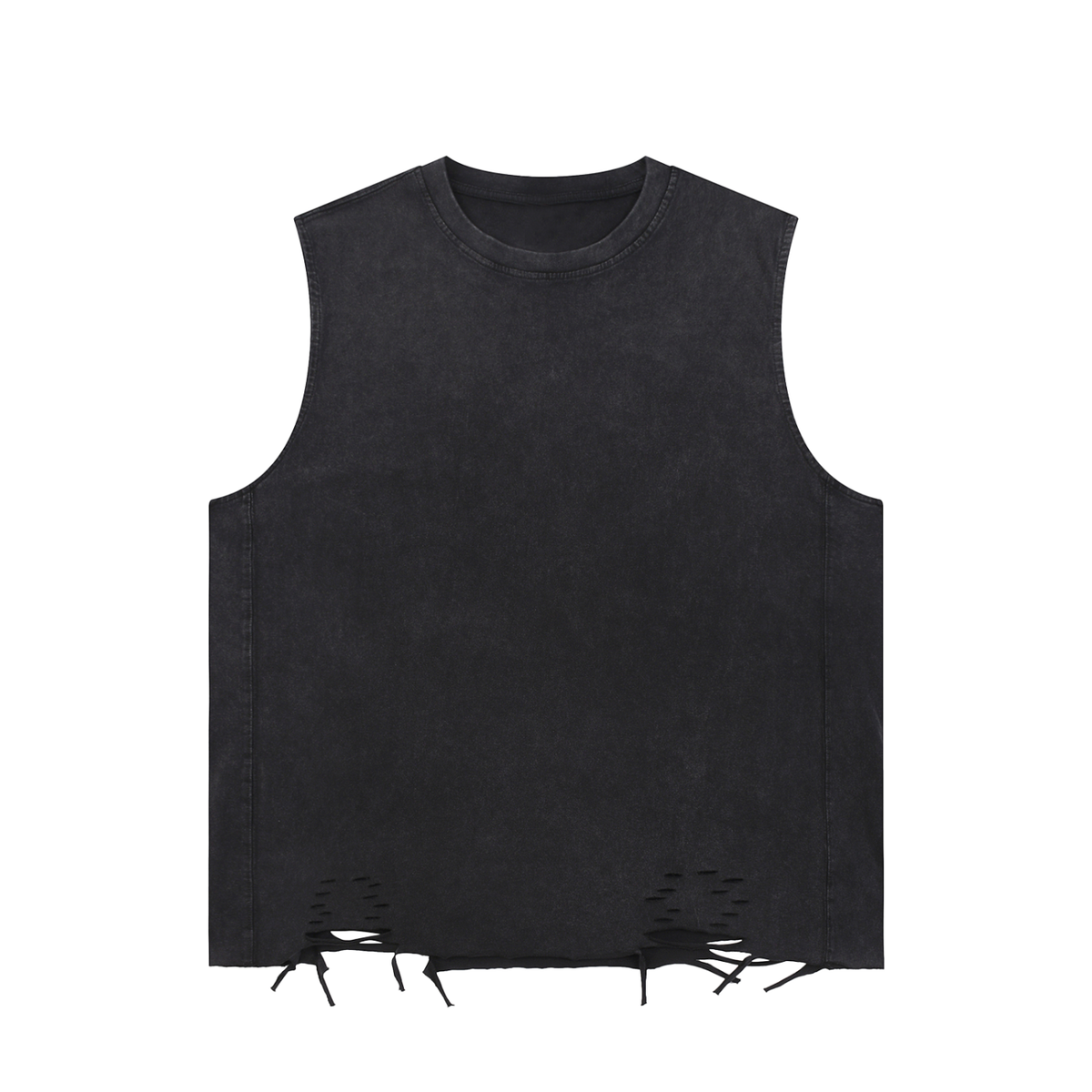 Unisex Snow Washed Raw-Hem Tank Top in black