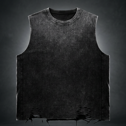 Unisex Snow Washed Raw-Hem Tank Top