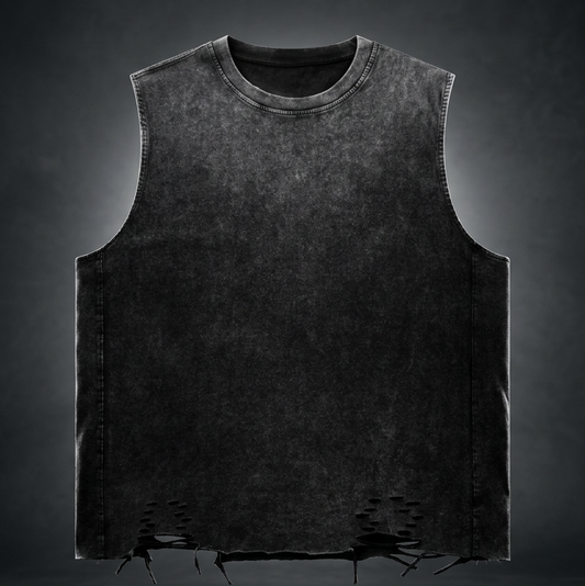 Unisex Snow Washed Raw-Hem Tank Top