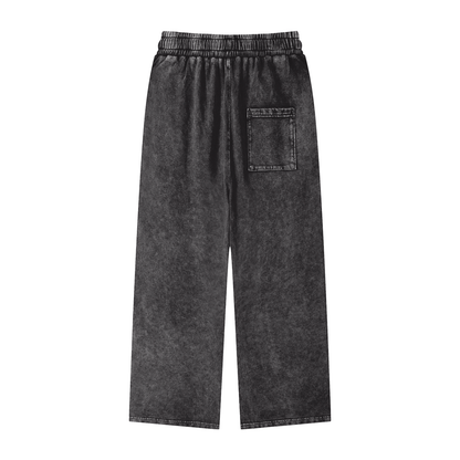 Unisex Snow Washed Straight Leg Pants in black, alternate angle