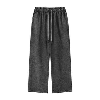 Unisex Snow Washed Straight Leg Pants in black