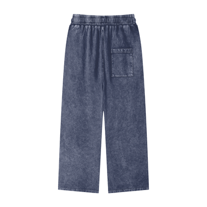 Unisex Snow Washed Straight Leg Pants in blue, alternate angle