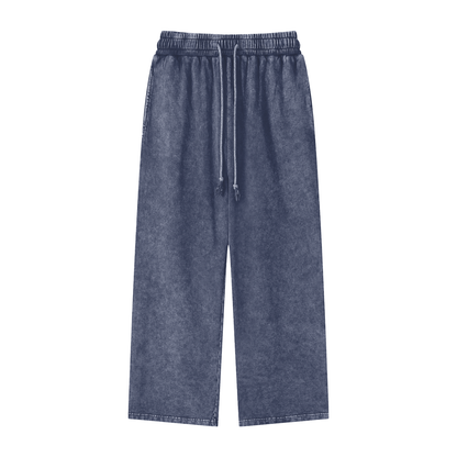Unisex Snow Washed Straight Leg Pants in blue