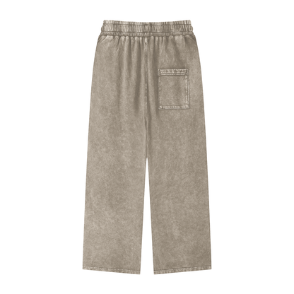 Unisex Snow Washed Straight Leg Pants in stone gray, alternate angle