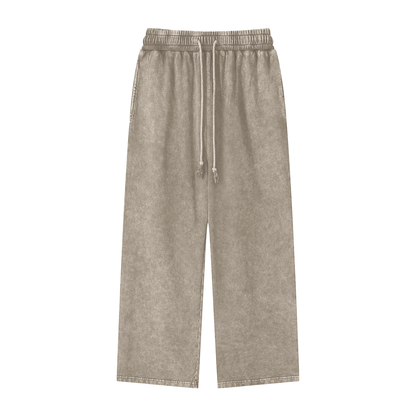 Unisex Snow Washed Straight Leg Pants in stone gray