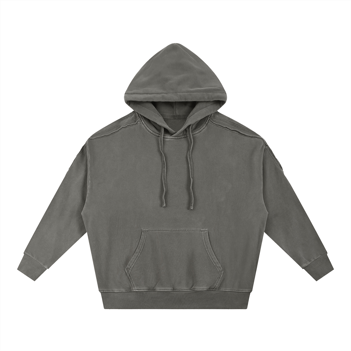 Unisex Snow Washed Tape Raw Edge Hoodie in dark gray