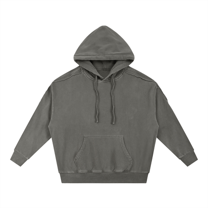 Unisex Snow Washed Tape Raw Edge Hoodie in dark gray
