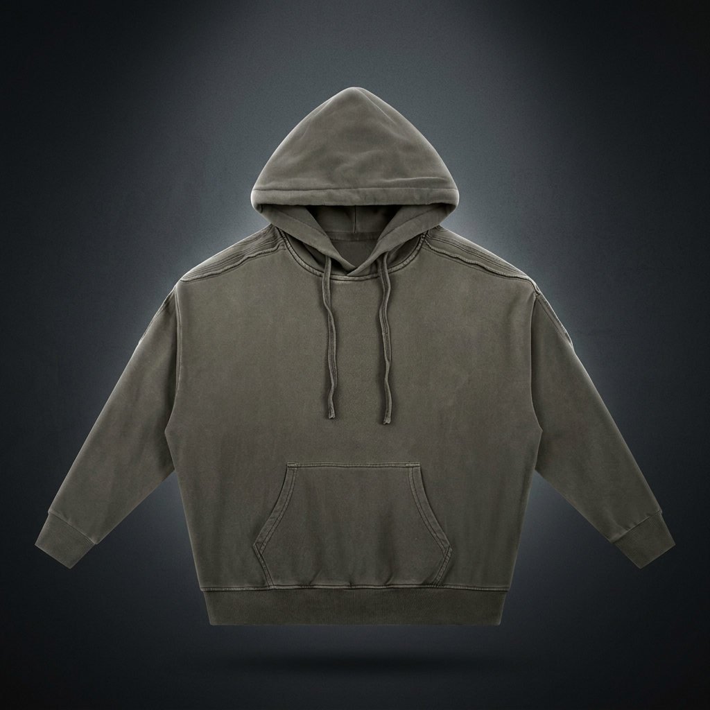 Unisex Snow Washed Tape Raw Edge Hoodie