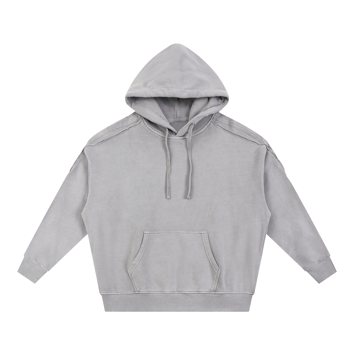 Unisex Snow Washed Tape Raw Edge Hoodie in light gray