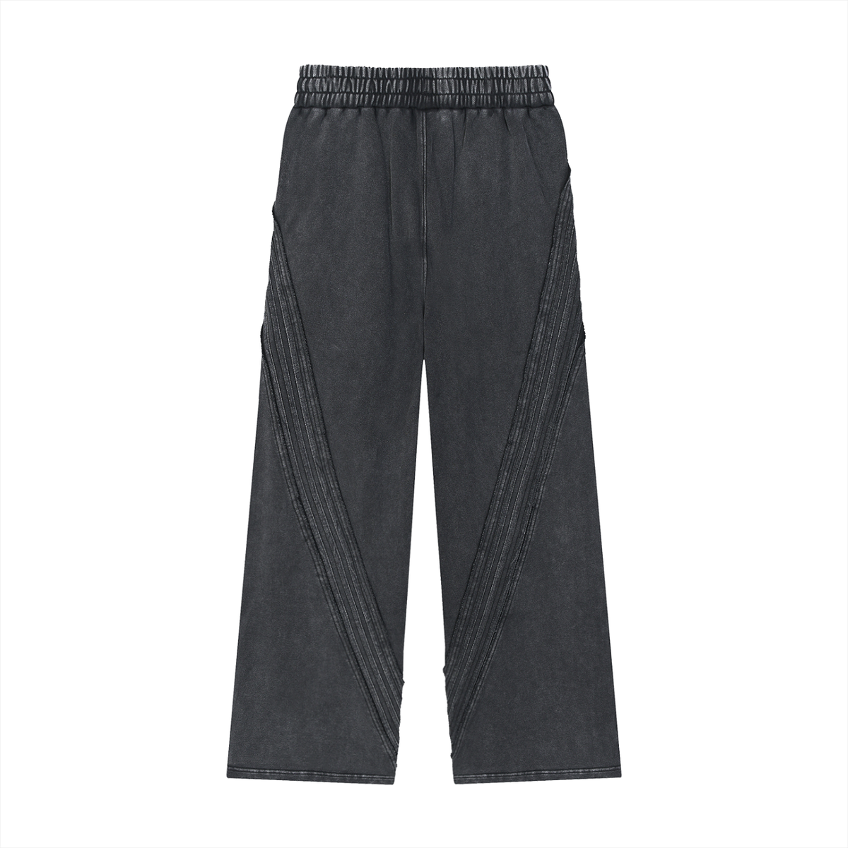 Unisex Snow Washed Tape Raw Edge Sweatpants in black, alternate angle