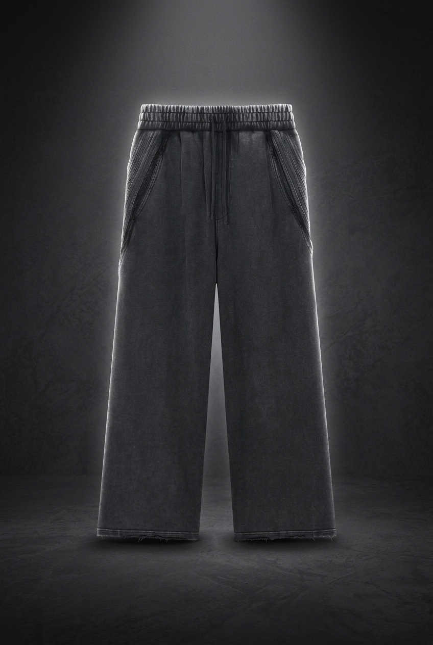 Unisex Snow Washed Tape Raw Edge Sweatpants