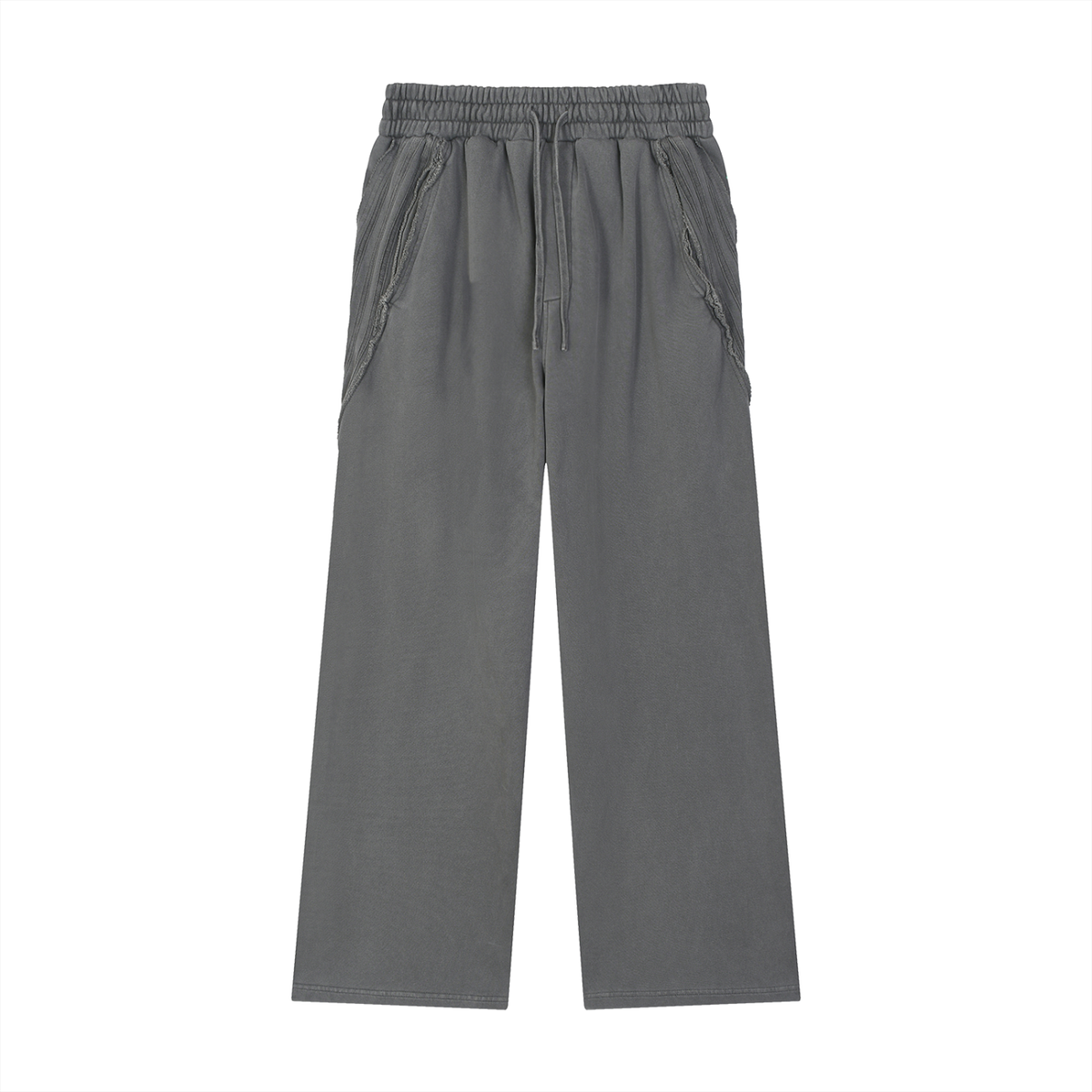 Unisex Snow Washed Tape Raw Edge Sweatpants in dark gray