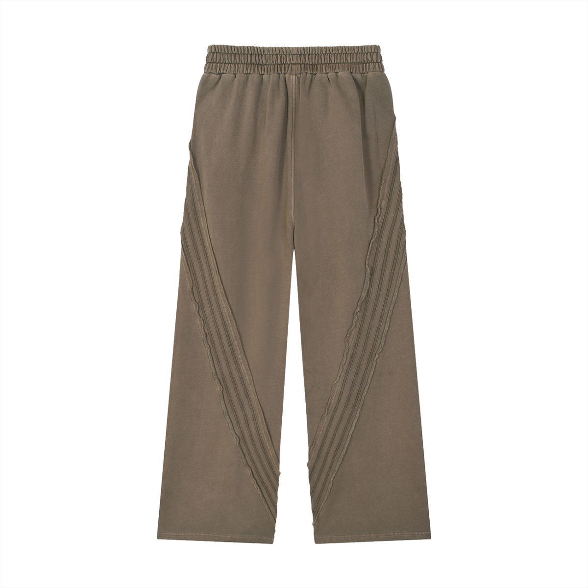 Unisex Snow Washed Tape Raw Edge Sweatpants in khaki, alternate angle