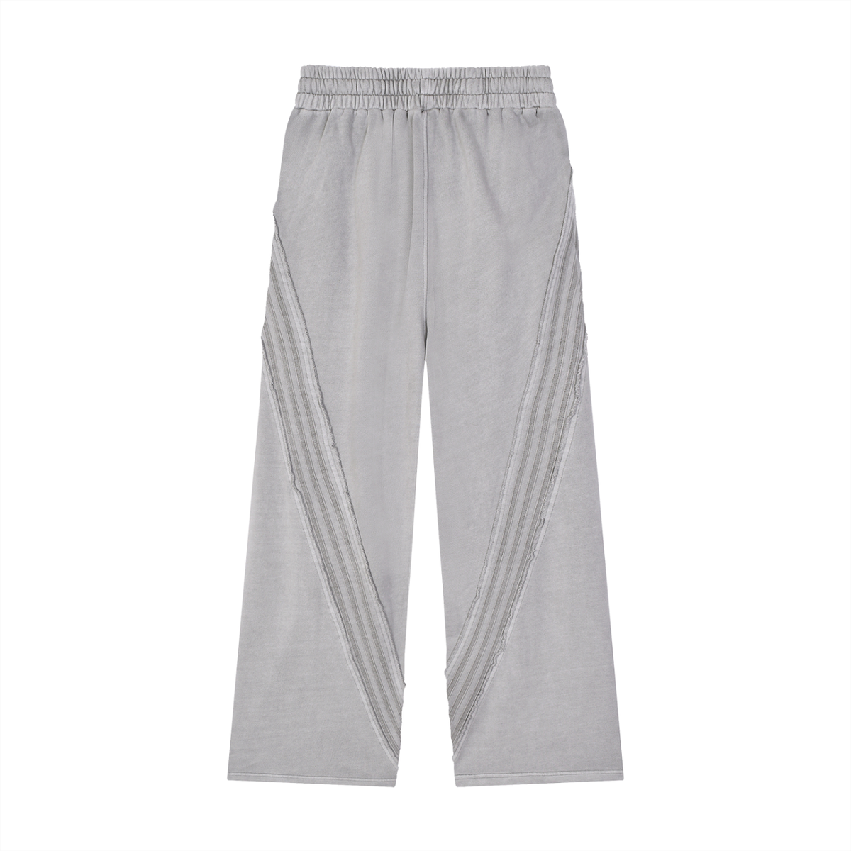 Unisex Snow Washed Tape Raw Edge Sweatpants in light gray, alternate angle