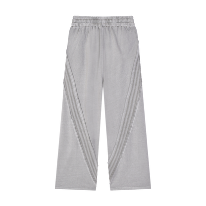Unisex Snow Washed Tape Raw Edge Sweatpants in light gray, alternate angle