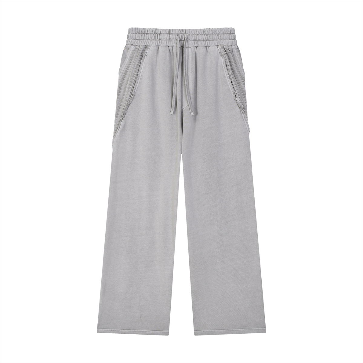 Unisex Snow Washed Tape Raw Edge Sweatpants in light gray