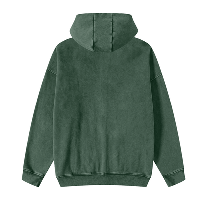 Unisex Snow Washed Zip-Through Fleece Hoodie in blackish green, alternate angle