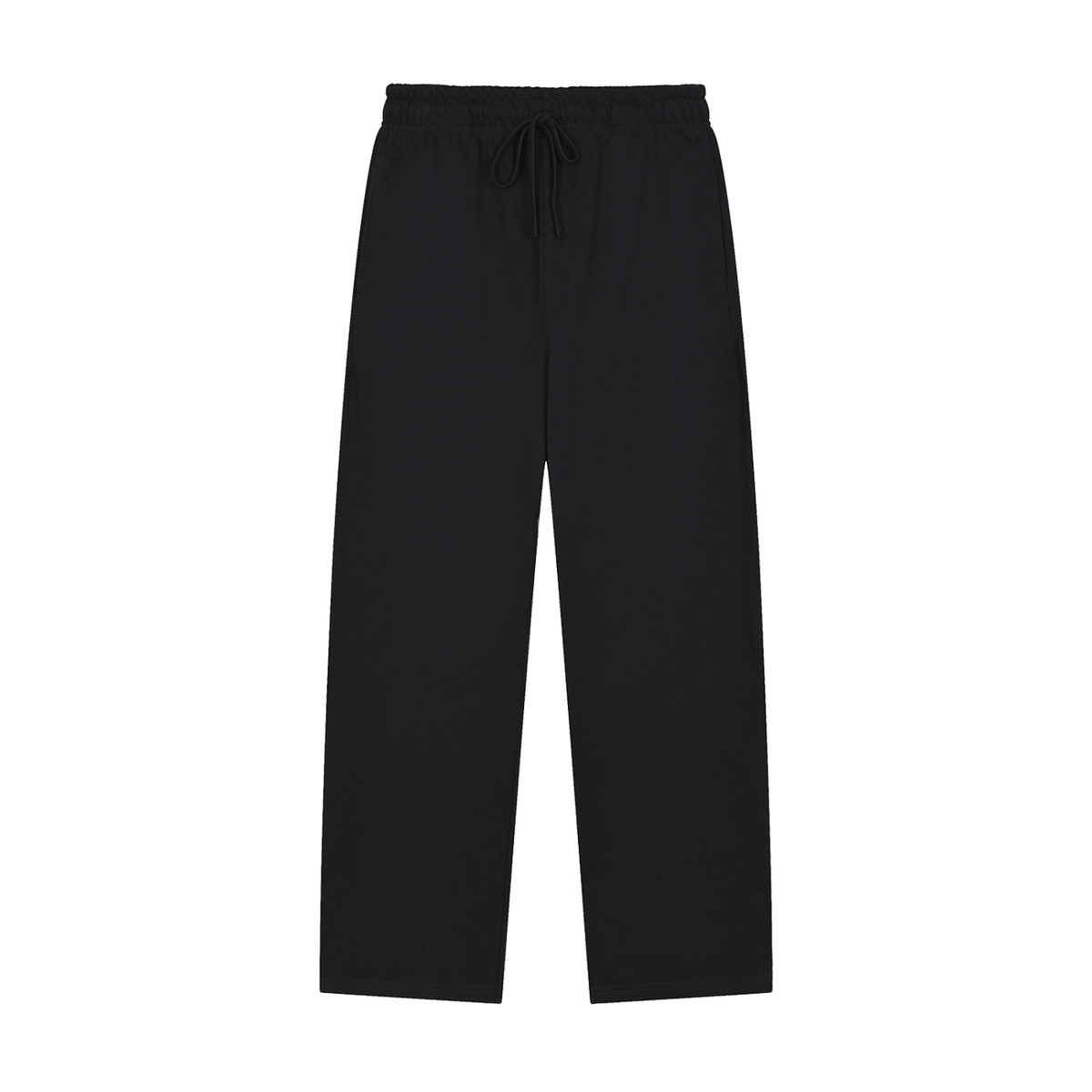 Unisex Solid Color Straight-Leg Sweatpants in black