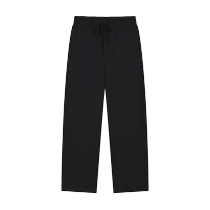 Unisex Solid Color Straight-Leg Sweatpants in black