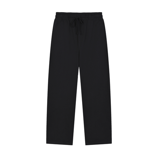 Unisex Solid Color Straight-Leg Sweatpants in black