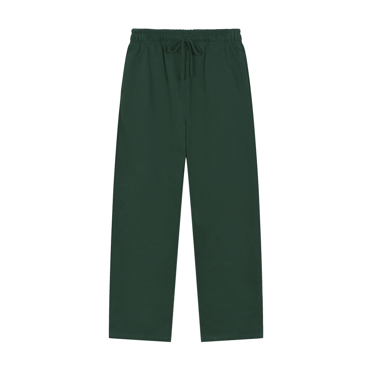 Unisex Solid Color Straight-Leg Sweatpants in blackish green
