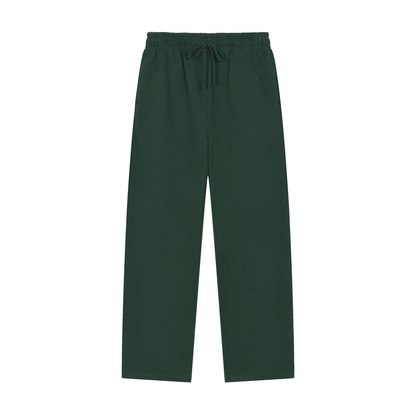 Unisex Solid Color Straight-Leg Sweatpants in blackish green