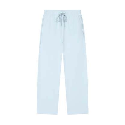 Unisex Solid Color Straight-Leg Sweatpants in blue