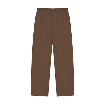 Unisex Solid Color Straight-Leg Sweatpants in coffee, alternate angle