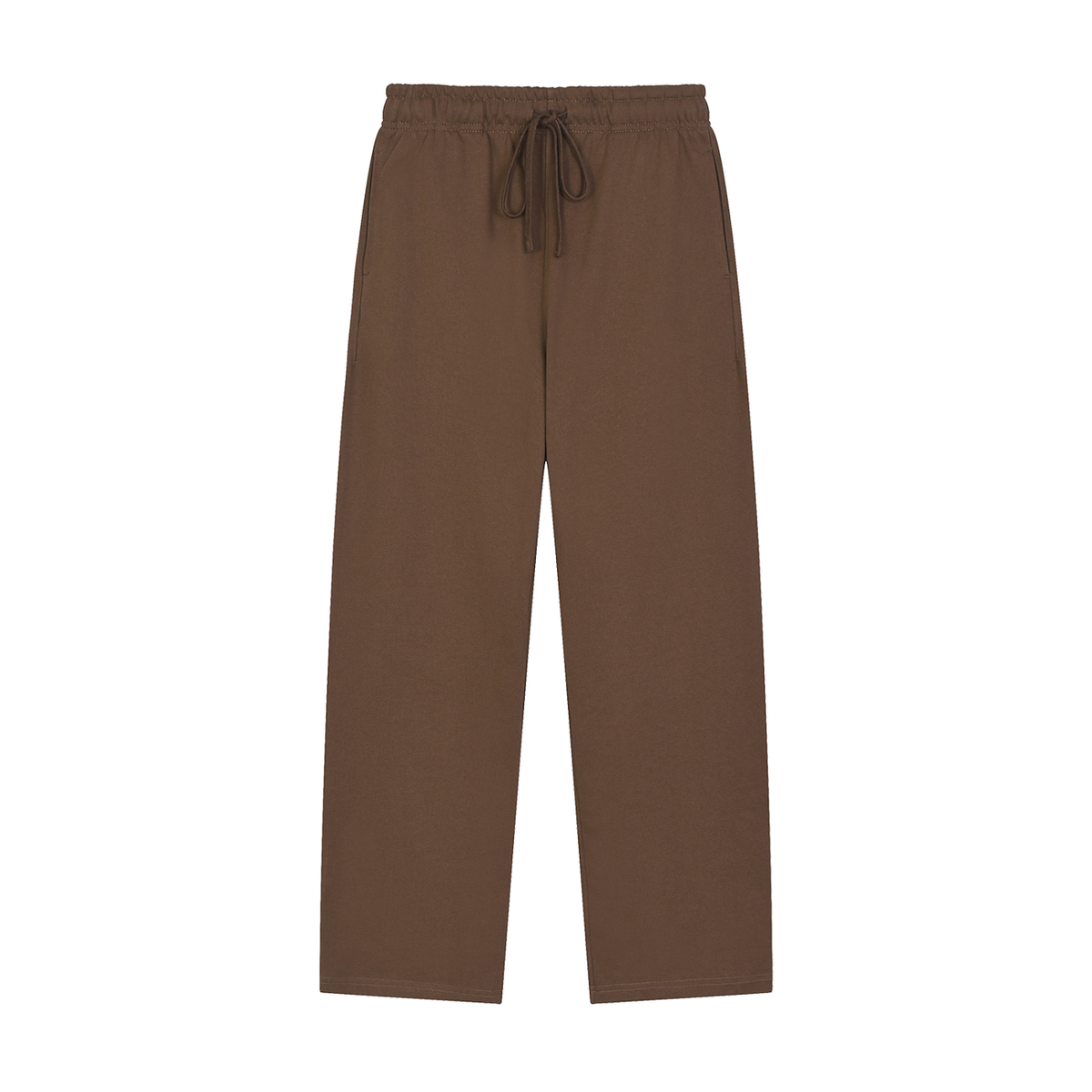 Unisex Solid Color Straight-Leg Sweatpants in coffee