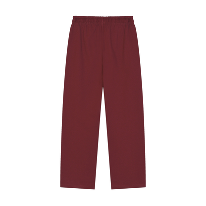 Unisex Solid Color Straight-Leg Sweatpants in dull red, alternate angle