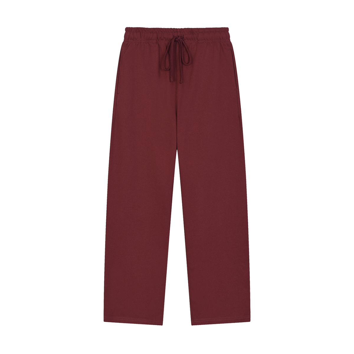 Unisex Solid Color Straight-Leg Sweatpants in dull red