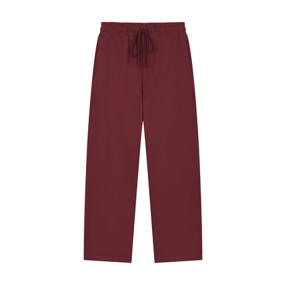 Unisex Solid Color Straight-Leg Sweatpants in dull red