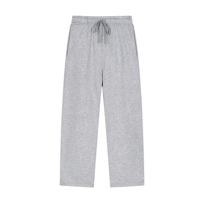 Unisex Solid Color Straight-Leg Sweatpants in flower gray