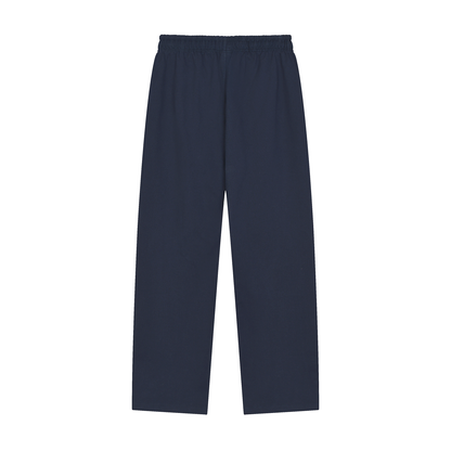 Unisex Solid Color Straight-Leg Sweatpants in navy blue, alternate angle