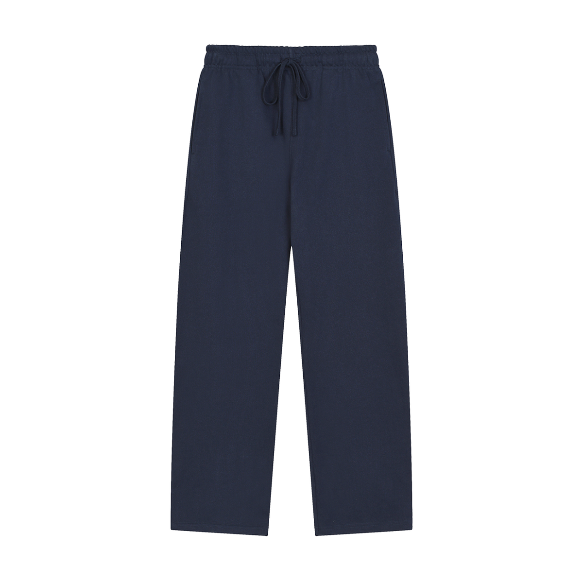 Unisex Solid Color Straight-Leg Sweatpants in navy blue