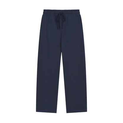 Unisex Solid Color Straight-Leg Sweatpants in navy blue
