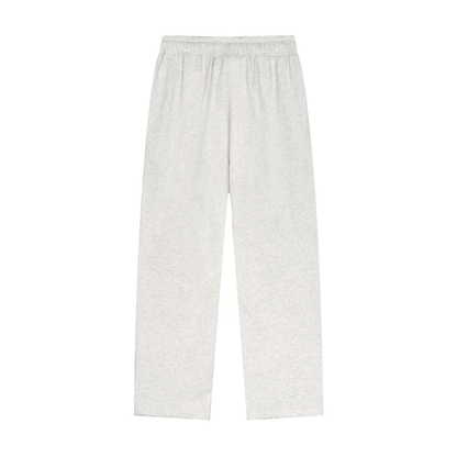 Unisex Solid Color Straight-Leg Sweatpants in oat gray, alternate angle